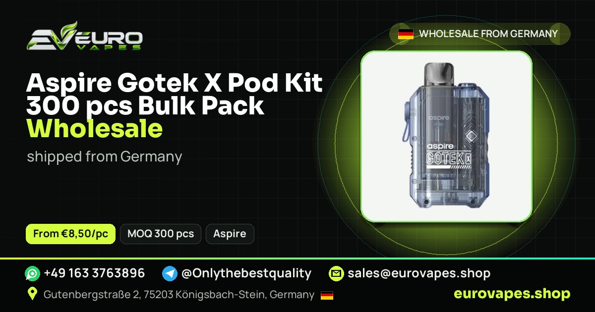 Aspire Gotek X Pod Kit 300 pcs Bulk Pack wholesale price and MOQ – Euro Vapes Germany