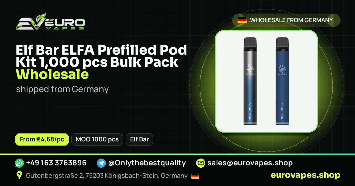 Elf Bar ELFA Prefilled Pod Kit 1,000 pcs Bulk Pack wholesale price and MOQ – Euro Vapes Germany