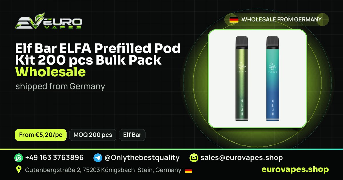 Elf Bar ELFA Prefilled Pod Kit 200 pcs Bulk Pack wholesale price and MOQ – Euro Vapes Germany