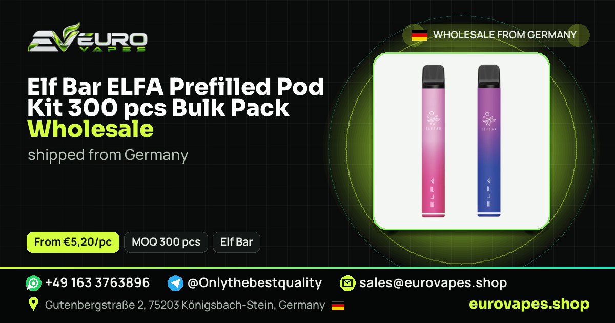 Elf Bar ELFA Prefilled Pod Kit 300 pcs Bulk Pack wholesale price and MOQ – Euro Vapes Germany
