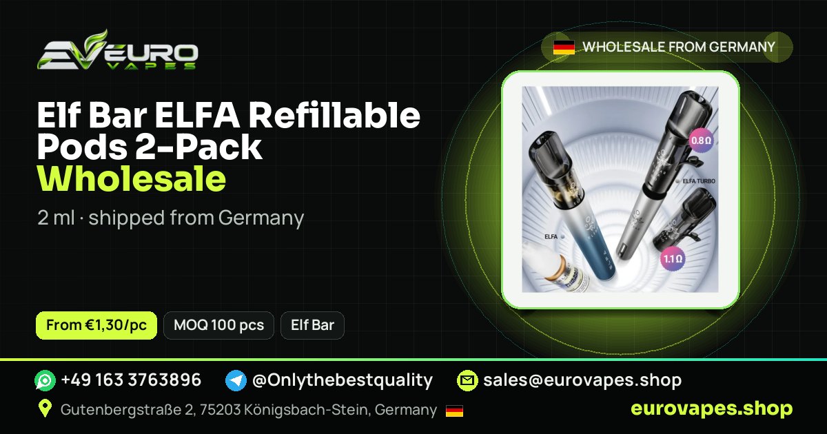 Elf Bar ELFA Refillable Pods 2-Pack wholesale price and MOQ – Euro Vapes Germany