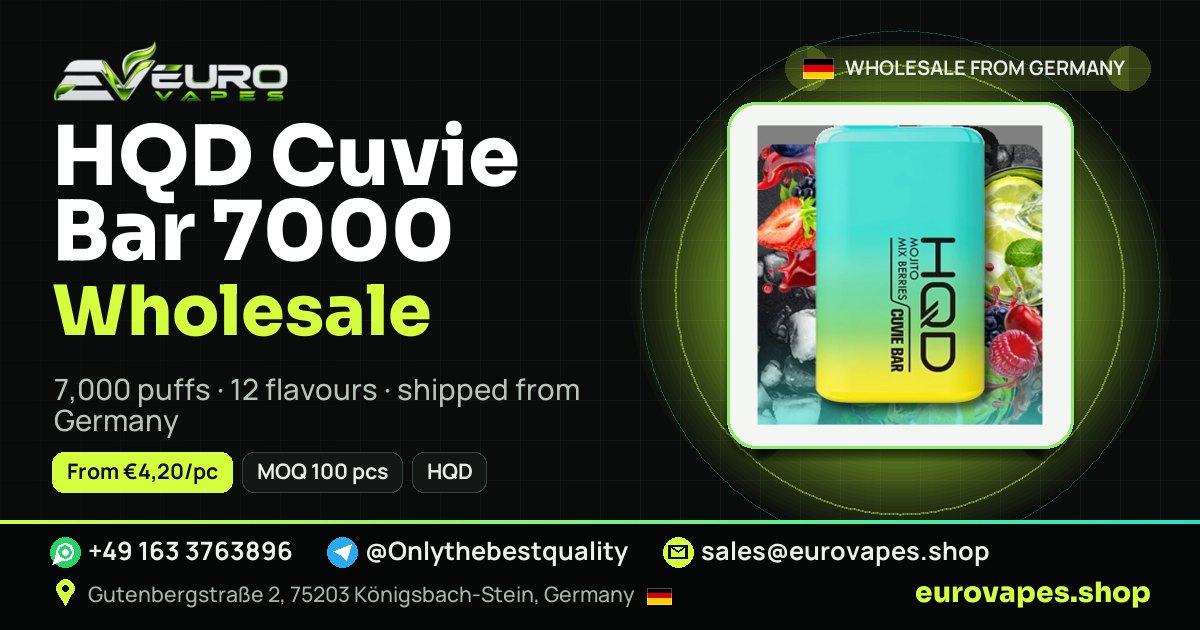 HQD Cuvie Bar 7000 wholesale price and MOQ – Euro Vapes Germany