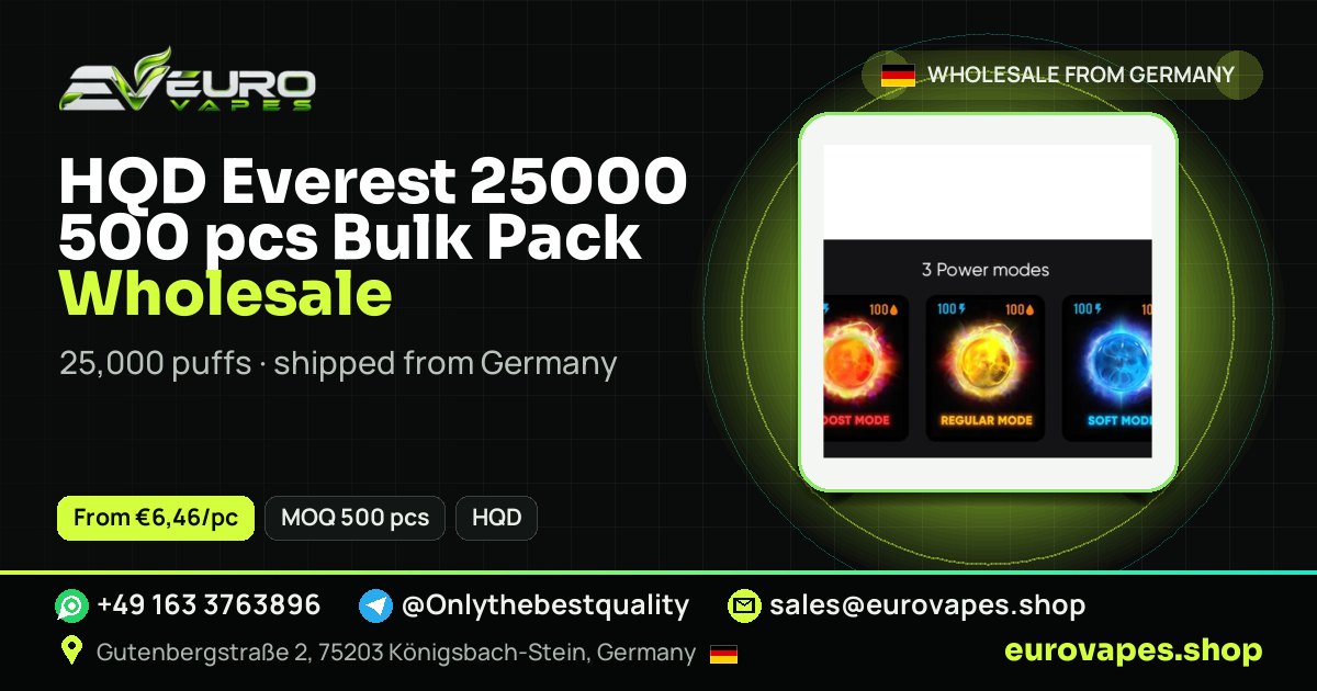 HQD Everest 25000 500 pcs Bulk Pack wholesale price and MOQ – Euro Vapes Germany