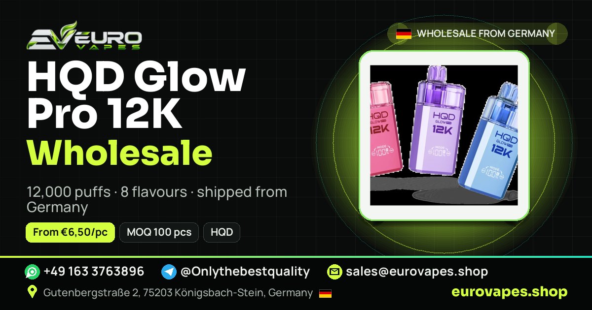 HQD Glow Pro 12K wholesale price and MOQ – Euro Vapes Germany