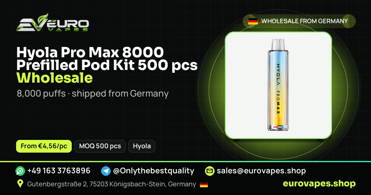 Hyola Pro Max 8000 Prefilled Pod Kit 500 pcs Bulk Pack wholesale price and MOQ – Euro Vapes Germany