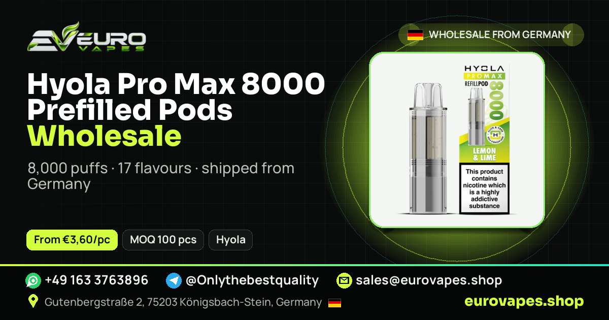Hyola Pro Max 8000 Prefilled Pods wholesale price and MOQ – Euro Vapes Germany
