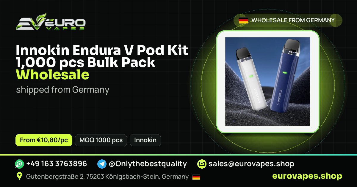 Innokin Endura V Pod Kit 1,000 pcs Bulk Pack wholesale price and MOQ – Euro Vapes Germany
