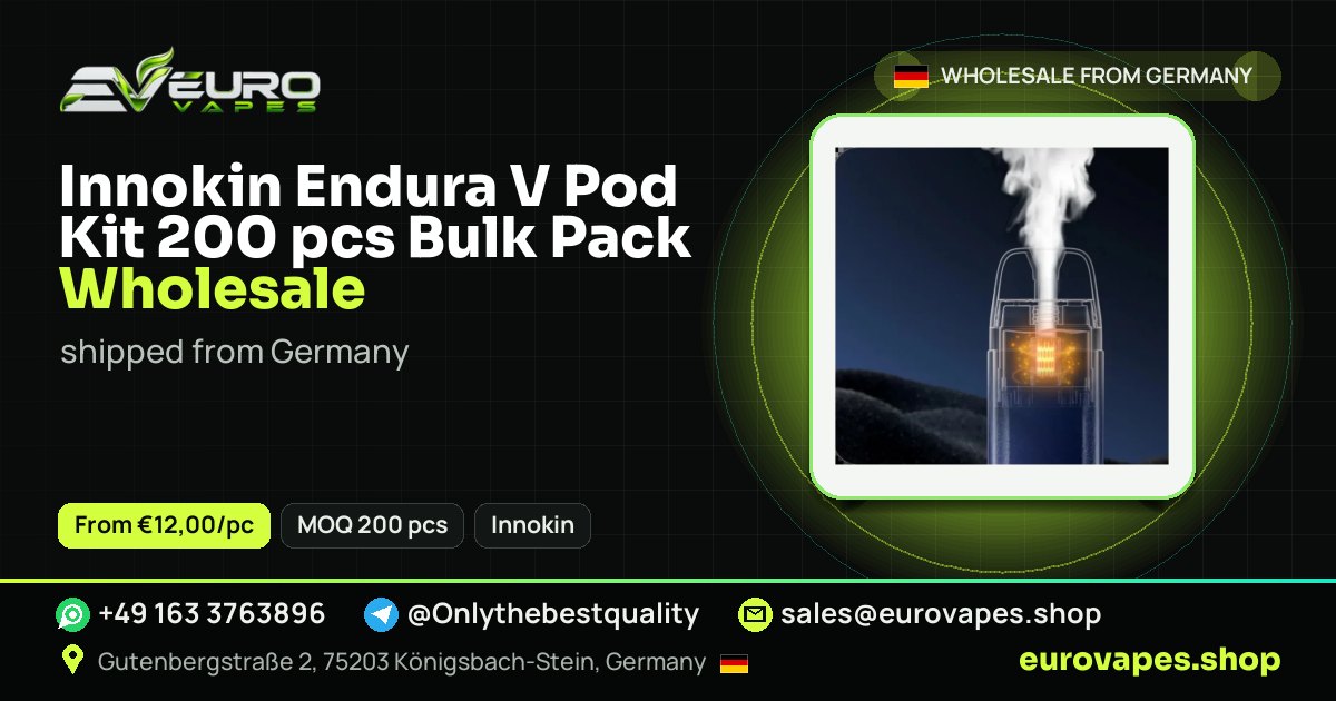 Innokin Endura V Pod Kit 200 pcs Bulk Pack wholesale price and MOQ – Euro Vapes Germany