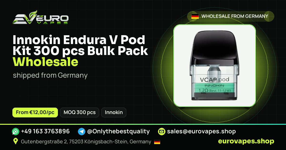 Innokin Endura V Pod Kit 300 pcs Bulk Pack wholesale price and MOQ – Euro Vapes Germany