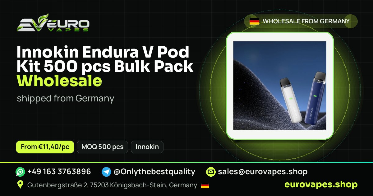 Innokin Endura V Pod Kit 500 pcs Bulk Pack wholesale price and MOQ – Euro Vapes Germany