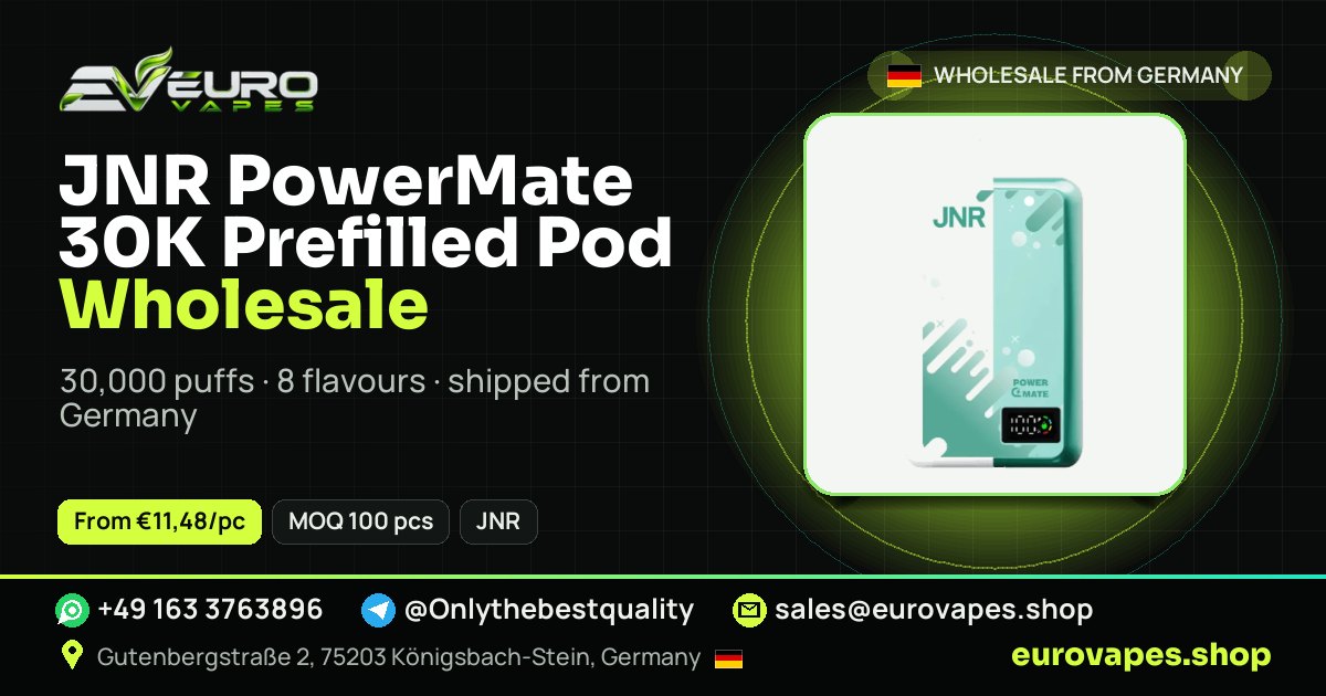 JNR PowerMate 30K Prefilled Pod wholesale price and MOQ – Euro Vapes Germany
