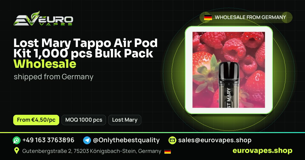 Lost Mary Tappo Air Pod Kit 1,000 pcs Bulk Pack wholesale price and MOQ – Euro Vapes Germany