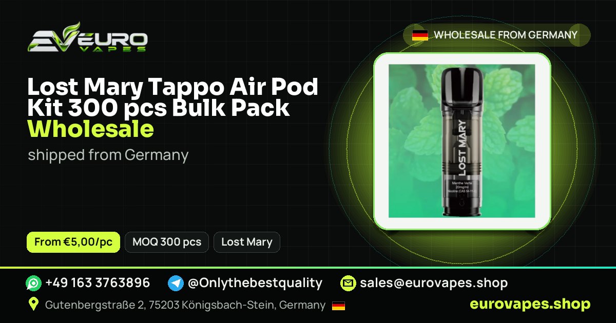 Lost Mary Tappo Air Pod Kit 300 pcs Bulk Pack wholesale price and MOQ – Euro Vapes Germany