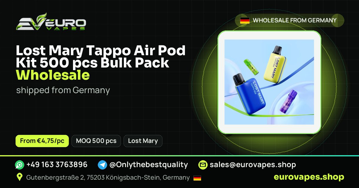 Lost Mary Tappo Air Pod Kit 500 pcs Bulk Pack wholesale price and MOQ – Euro Vapes Germany