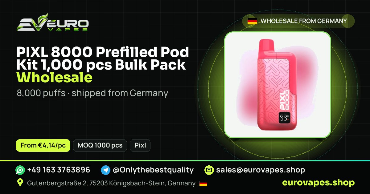 PIXL 8000 Prefilled Pod Kit 1,000 pcs Bulk Pack wholesale price and MOQ – Euro Vapes Germany