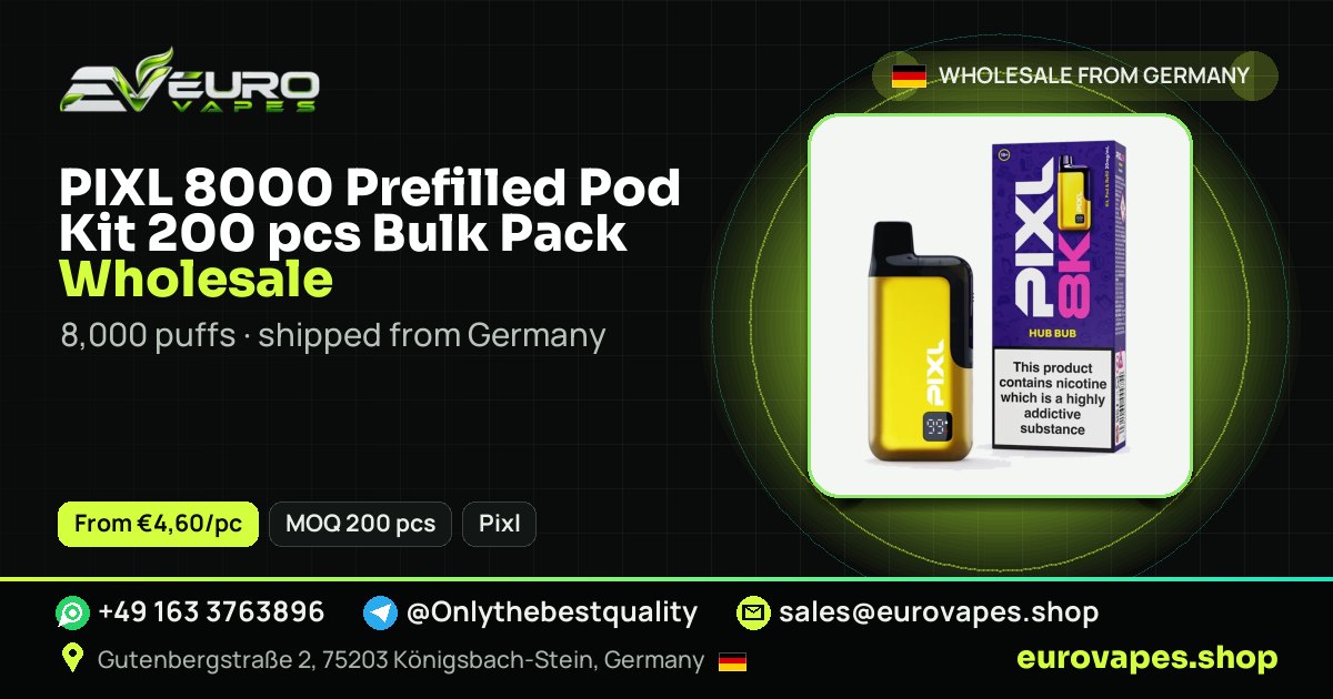 PIXL 8000 Prefilled Pod Kit 200 pcs Bulk Pack wholesale price and MOQ – Euro Vapes Germany