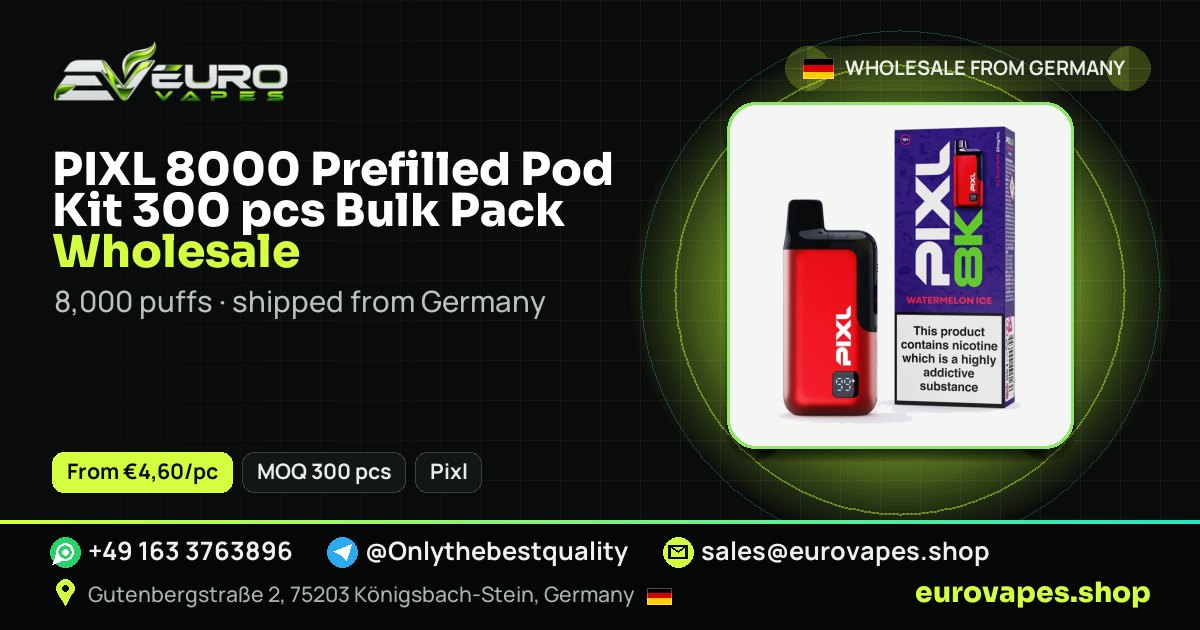 PIXL 8000 Prefilled Pod Kit 300 pcs Bulk Pack wholesale price and MOQ – Euro Vapes Germany