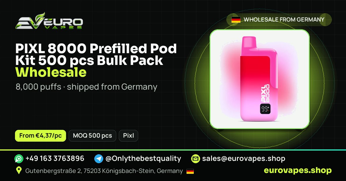 PIXL 8000 Prefilled Pod Kit 500 pcs Bulk Pack wholesale price and MOQ – Euro Vapes Germany