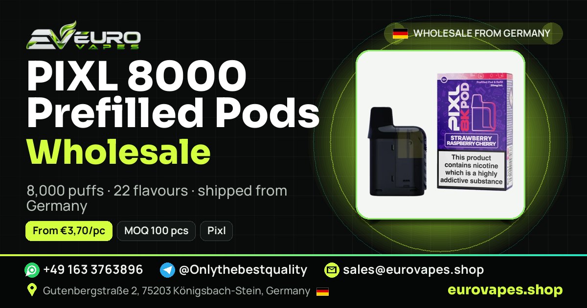 PIXL 8000 Prefilled Pods wholesale price and MOQ – Euro Vapes Germany