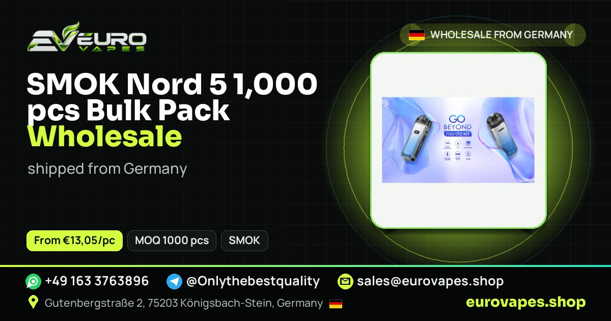SMOK Nord 5 1,000 pcs Bulk Pack wholesale price and MOQ – Euro Vapes Germany