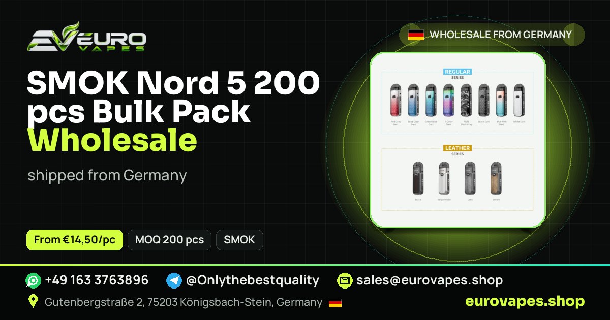 SMOK Nord 5 200 pcs Bulk Pack wholesale price and MOQ – Euro Vapes Germany