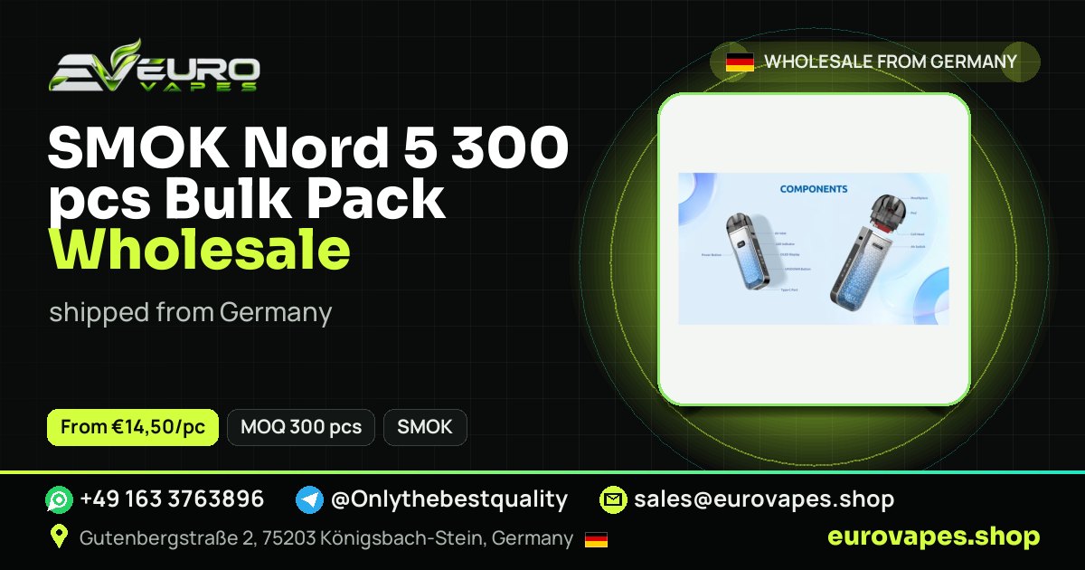 SMOK Nord 5 300 pcs Bulk Pack wholesale price and MOQ – Euro Vapes Germany