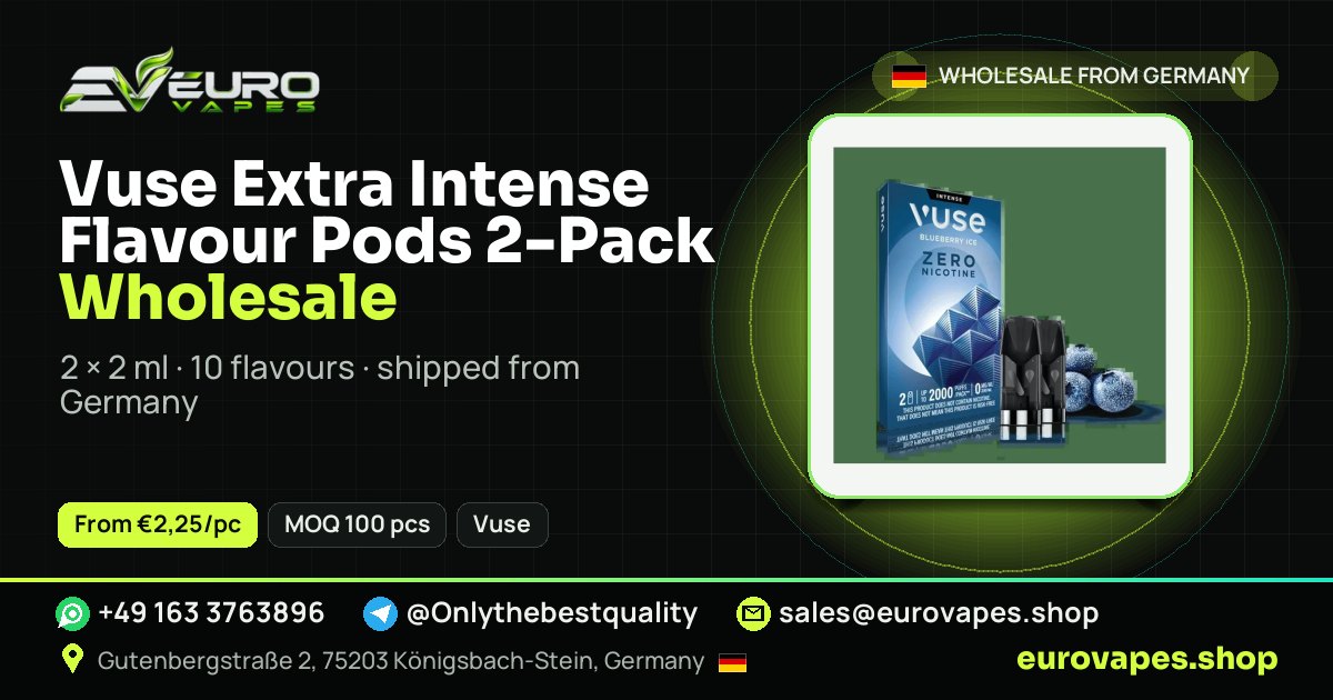 Vuse Extra Intense Flavour Pods 2-Pack wholesale price and MOQ – Euro Vapes Germany