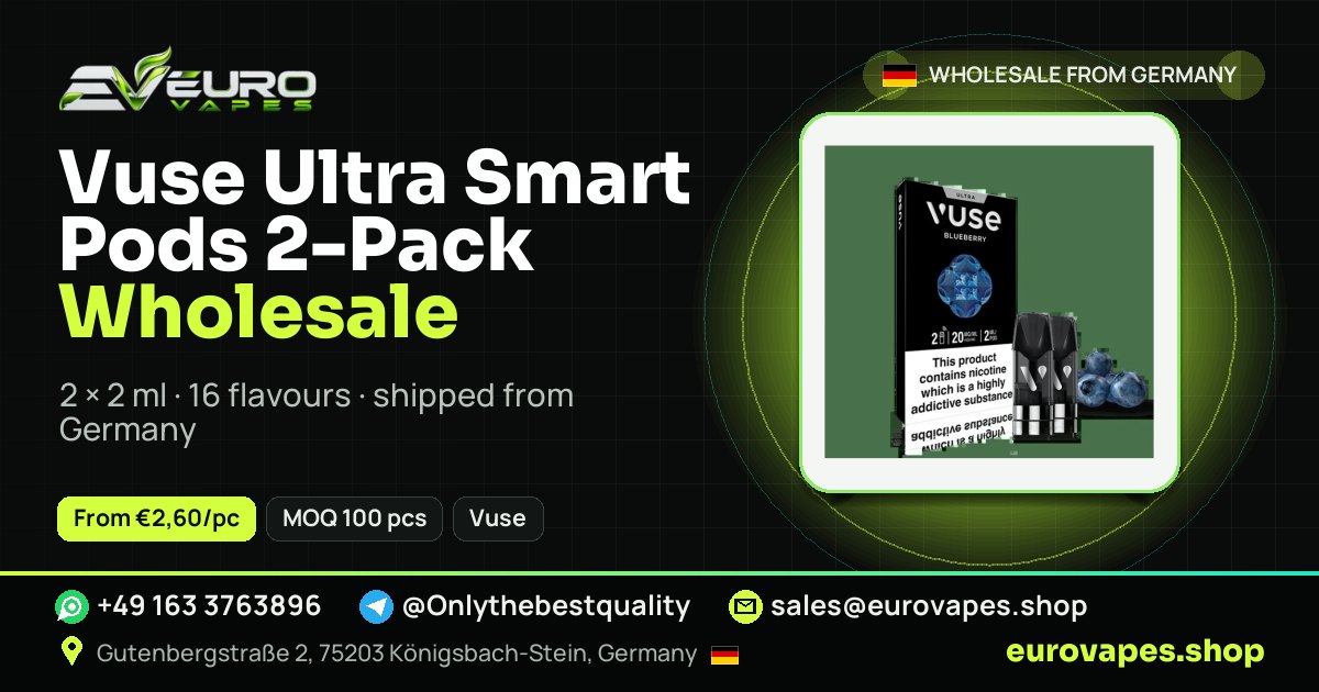 Vuse Ultra Smart Pods 2-Pack wholesale price and MOQ – Euro Vapes Germany