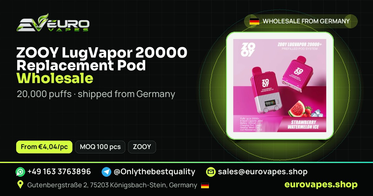 ZOOY LugVapor 20000 Replacement Pod wholesale price and MOQ – Euro Vapes Germany
